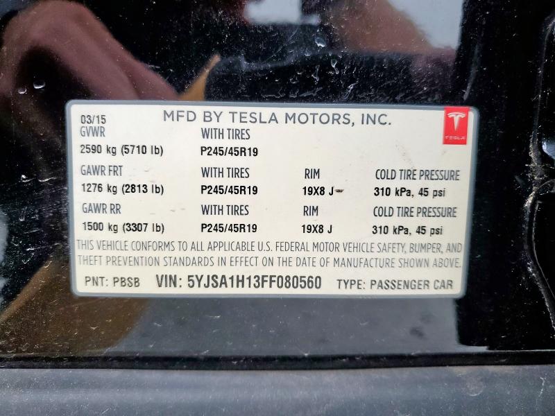 2015 TESLA MODEL S 85 5YJSA1H13FF080560