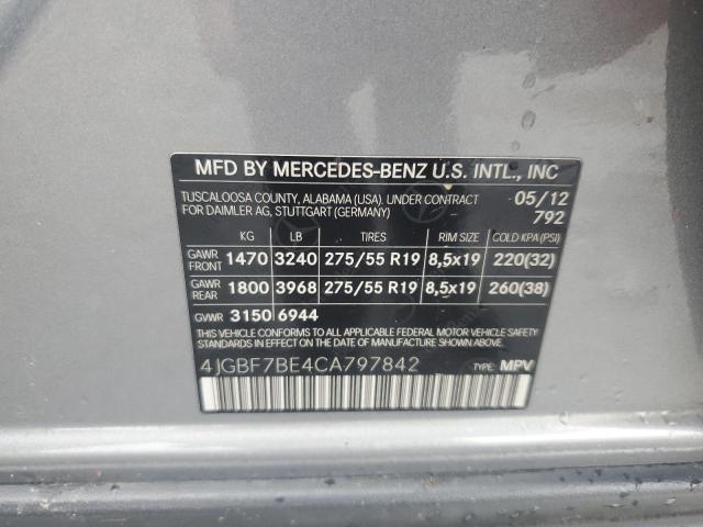 2012 MERCEDES-BENZ GL 450 4MA - 4JGBF7BE4CA797842