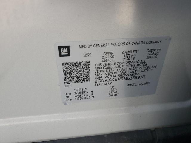 2021 CHEVROLET EQUINOX LT - 2GNAXKEV9M6138978