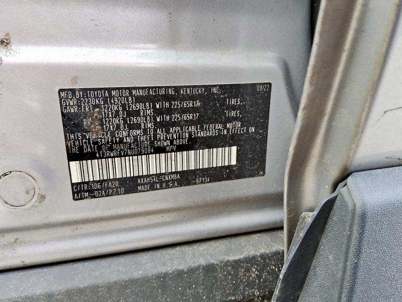 4t3rwrfv7nu079084 - 2022 Toyota rav4 xle - #60896635
