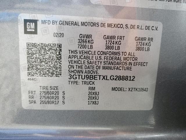 2020 GMC SIERRA K15 3GTU9BETXLG288812