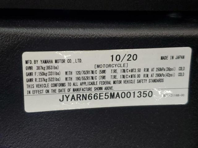 2021 YAMAHA YZFR1 JYARN66E5MA001350