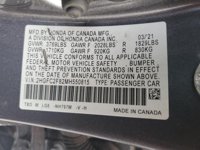 2021 HONDA CIVIC SPOR 2HGFC2F82MH550815