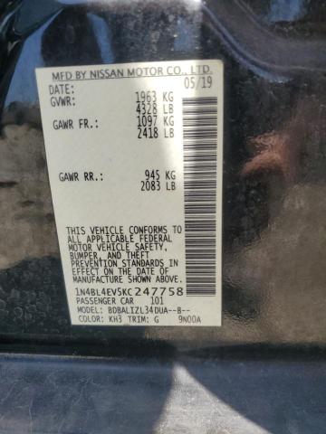 2019 NISSAN ALTIMA SL 1N4BL4EV5KC247758