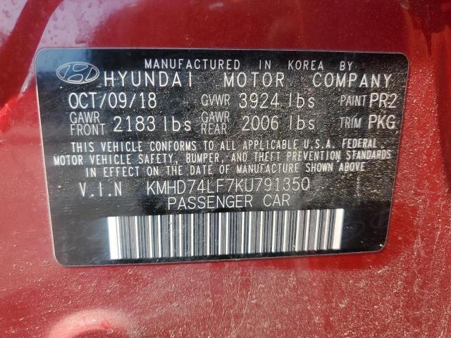 2019 HYUNDAI ELANTRA SE - KMHD74LF7KU791350