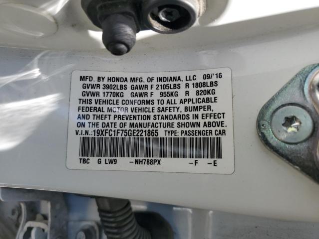 2016 HONDA CIVIC EXL - 19XFC1F75GE221865