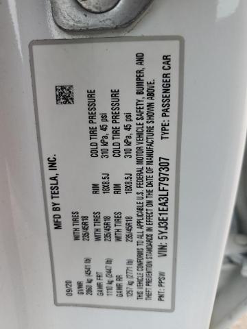 2020 TESLA MODEL 3 5YJ3E1EA3LF797307