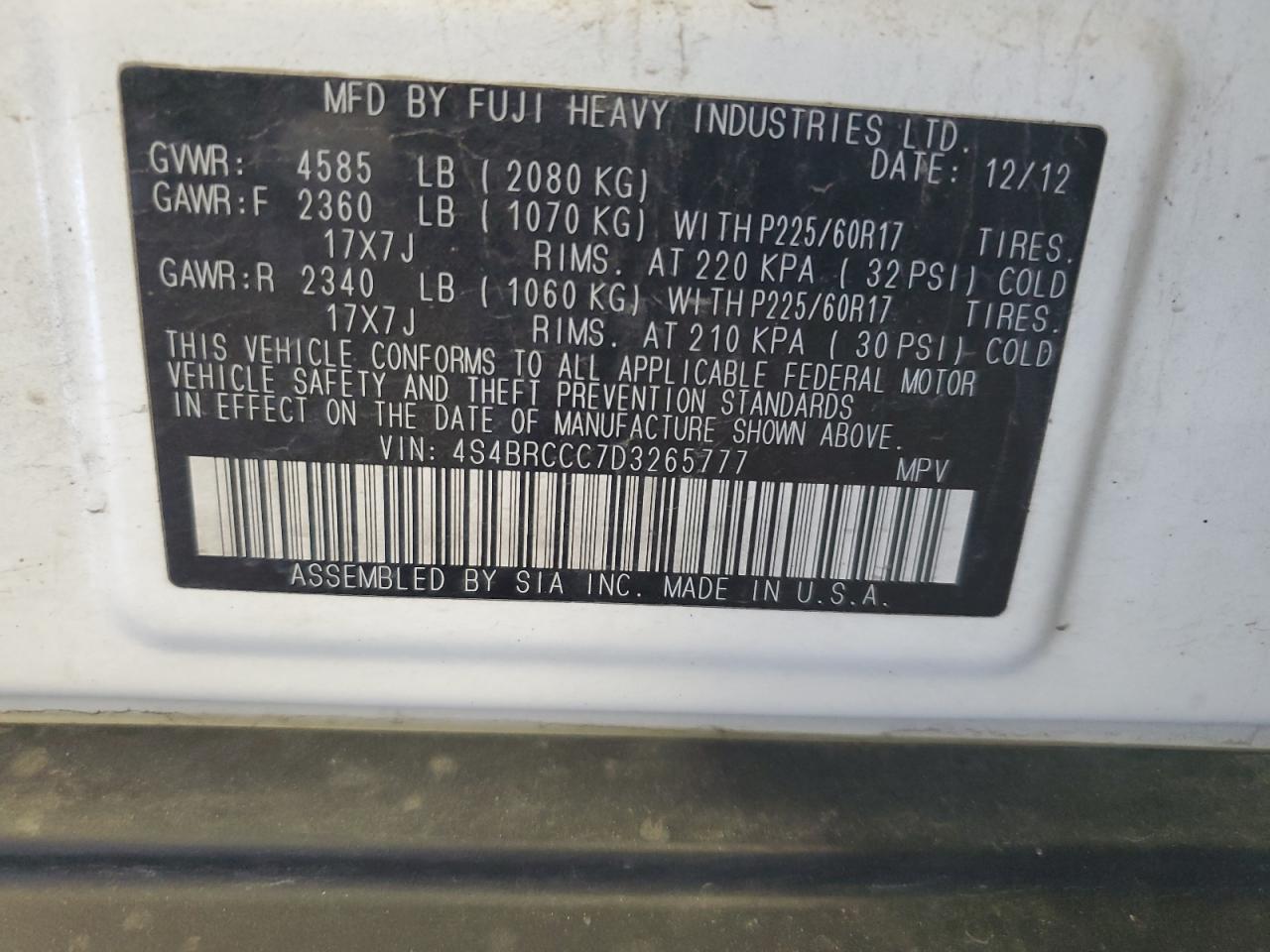 SUBARU OUTBACK 2.5I PREMIUM