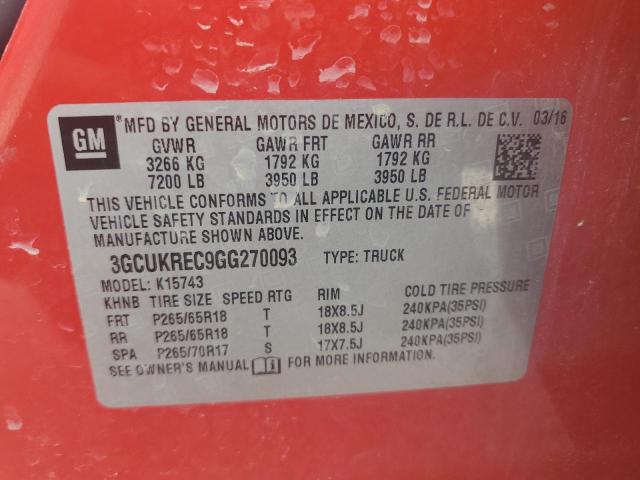 2016 CHEVROLET SILVERADO - 3GCUKREC9GG270093