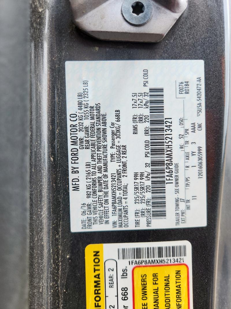 2017 FORD MUSTANG - 1FA6P8AMXH5213421