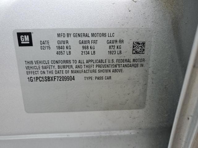 2015 CHEVROLET CRUZE LT - 1G1PC5SBXF7209904