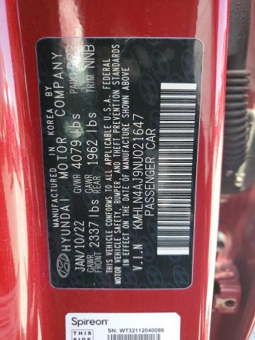 2022 HYUNDAI ELANTRA LI KMHLN4AJ9NU021647