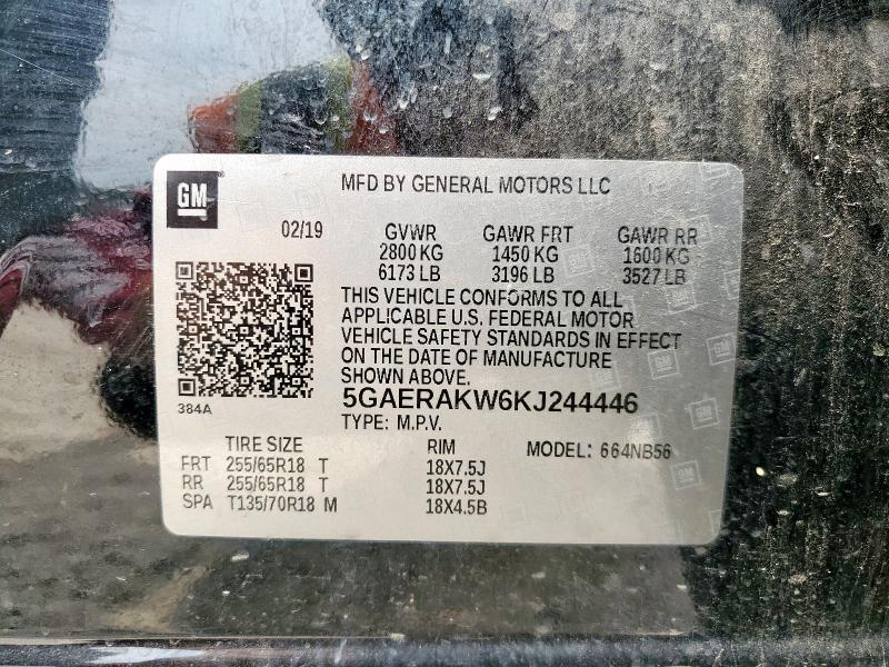 2019 BUICK ENCLAVE 5GAERAKW6KJ244446