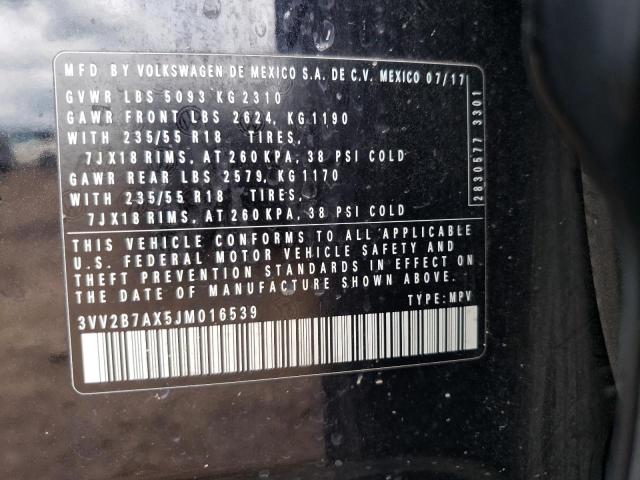 2018 VOLKSWAGEN TIGUAN SE 3VV2B7AX5JM016539