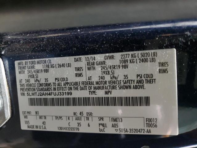 2015 LINCOLN MKC 5LMTJ2AH4FUJ33199