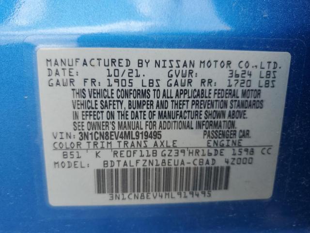 2021 NISSAN VERSA SV - 3N1CN8EV4ML919495