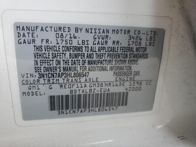 2017 NISSAN VERSA S - 3N1CN7AP3HL806547