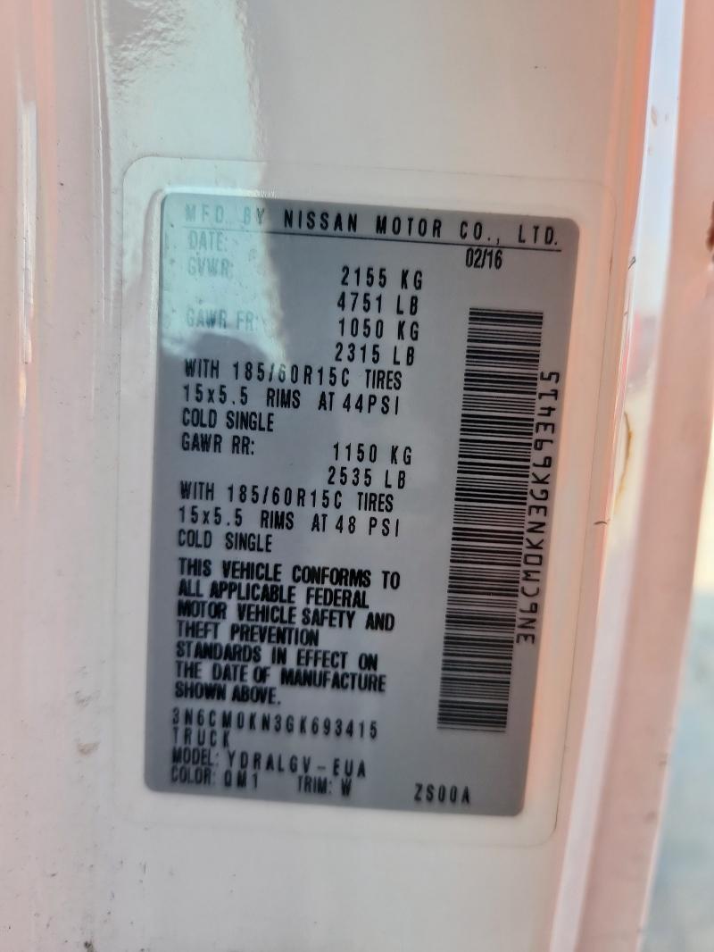 2016 NISSAN NV200 2.5S 3N6CM0KN3GK693415