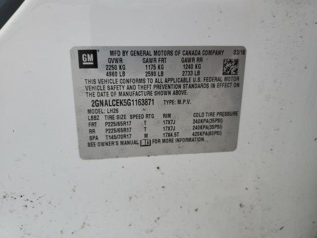 2016 CHEVROLET EQUINOX LT - 2GNALCEK5G1163871