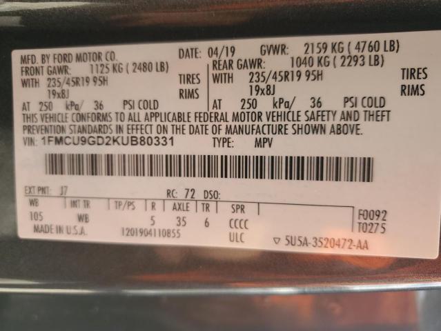 2019 FORD ESCAPE SE - 1FMCU9GD2KUB80331