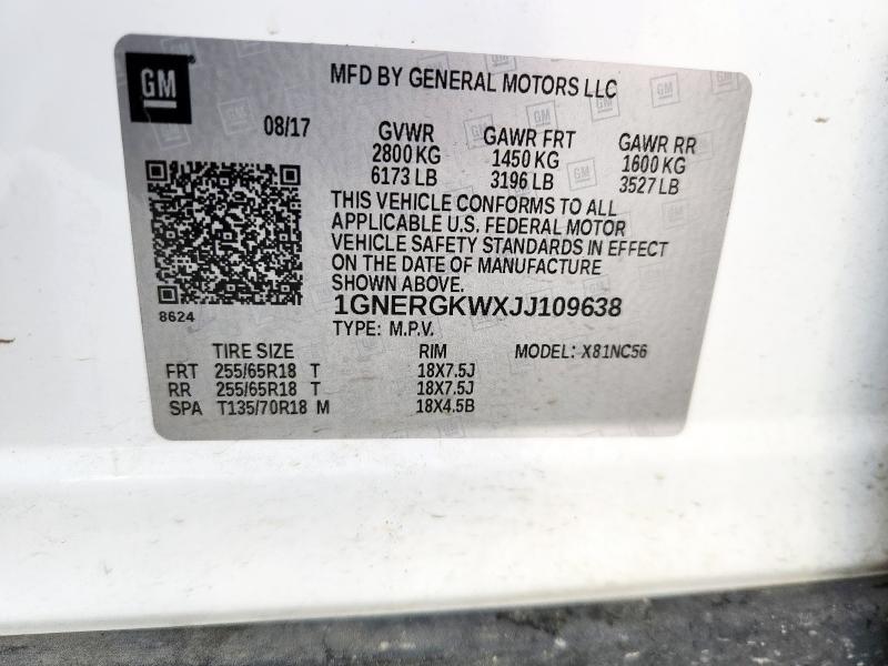 2018 CHEVROLET TRAVERSE L - 1GNERGKWXJJ109638