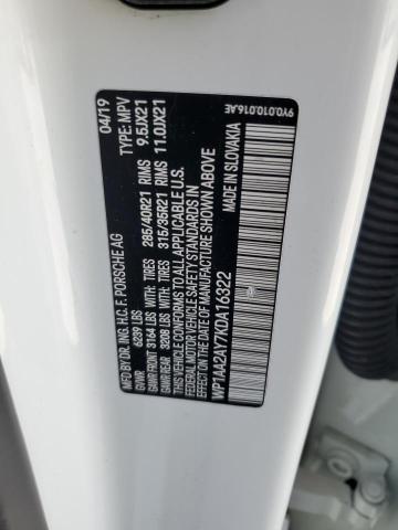 2019 PORSCHE CAYENNE WP1AA2AY7KDA16322