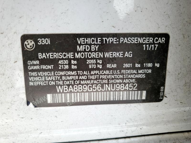 2018 BMW 330 I WBA8B9G56JNU98452