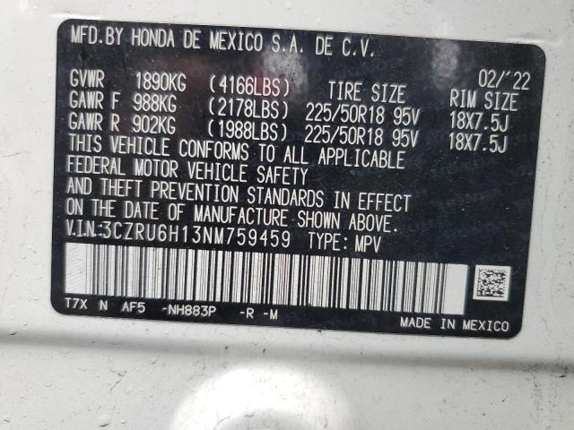 2022 HONDA HR-V SPORT 3CZRU6H13NM759459