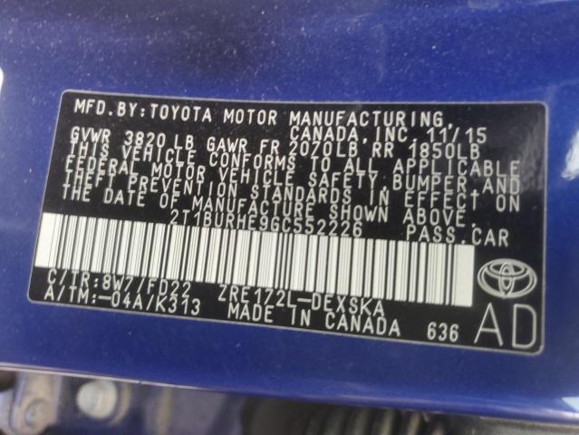 2016 TOYOTA COROLLA L - 2T1BURHE9GC552226