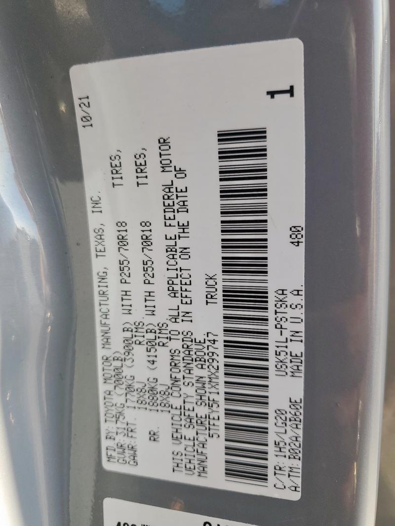 2021 TOYOTA TUNDRA CRE - 5TFEY5F1XMX299747