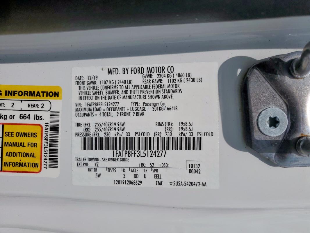 2020 FORD MUSTANG GT - 1FATP8FF3L5124277