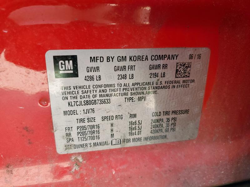 2016 CHEVROLET TRAX 1LT - KL7CJLSB0GB735633