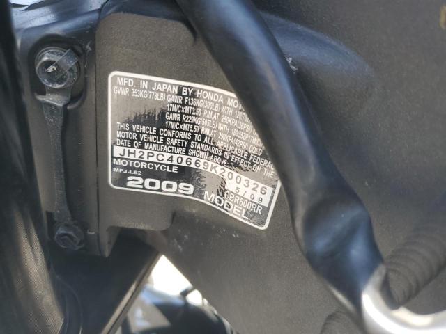 2009 HONDA CBR600 RR JH2PC40669K200326