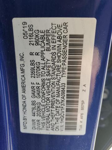 2019 HONDA ACCORD SPO - 1HGCV1F37KA098433