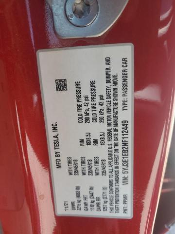 2022 TESLA MODEL 3 - 5YJ3E1EB2NF112449