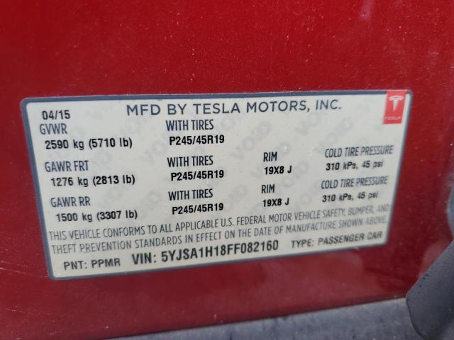 2015 TESLA MODEL S 85 5YJSA1H18FF082160