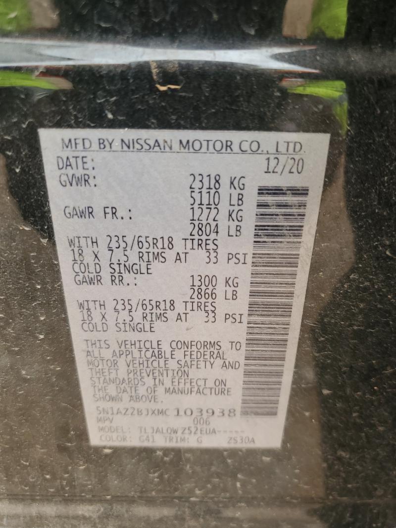2021 NISSAN MURANO SV 5N1AZ2BJXMC103938