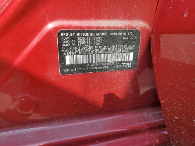 2019 MITSUBISHI MIRAGE ES ML32A3HJ2KH015238