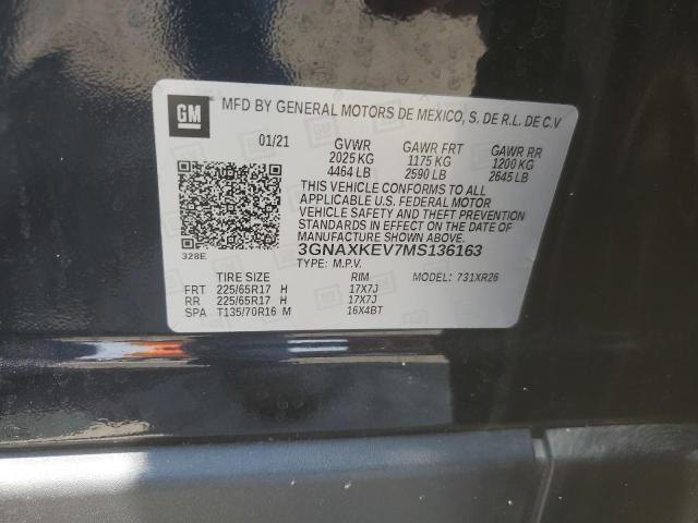2021 CHEVROLET EQUINOX LT 3GNAXKEV7MS136163