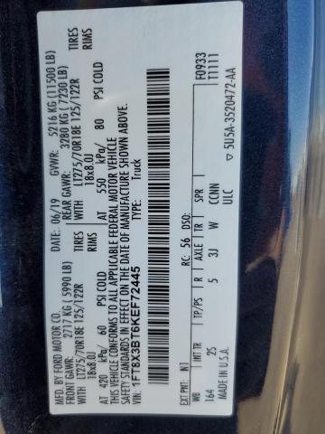 2019 FORD F350 SUPER - 1FT8X3BT6KEF72445