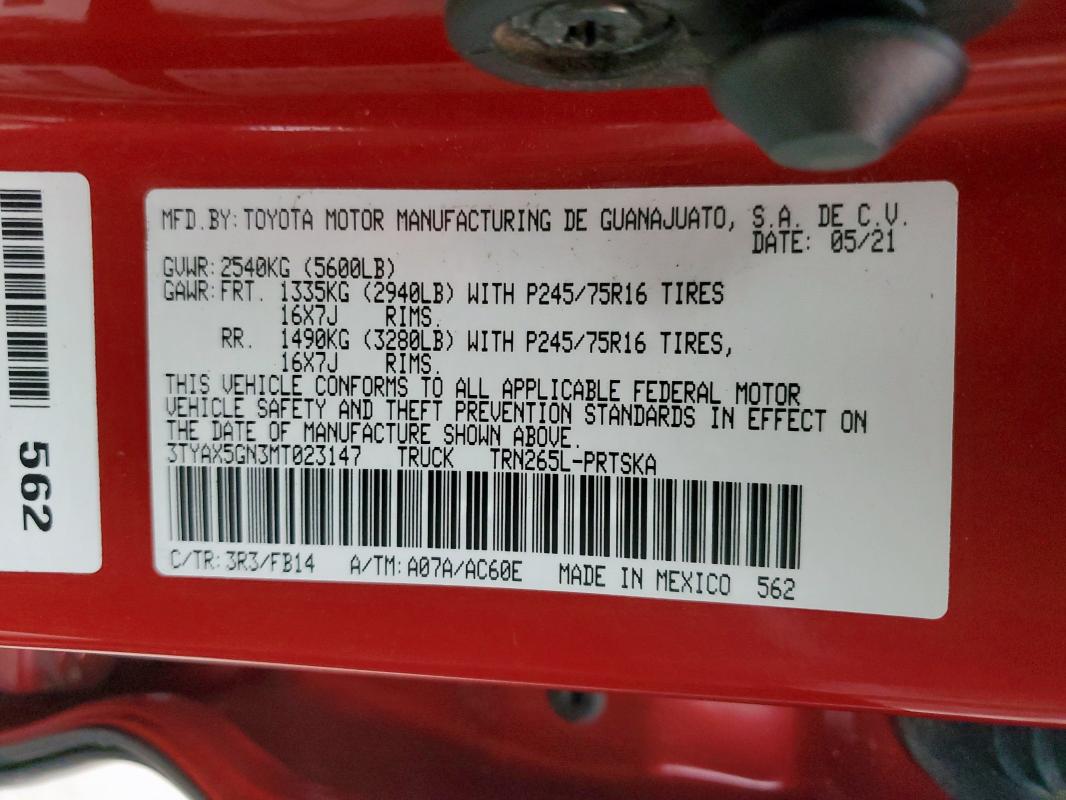 2021 TOYOTA TACOMA DOU - 3TYAX5GN3MT023147