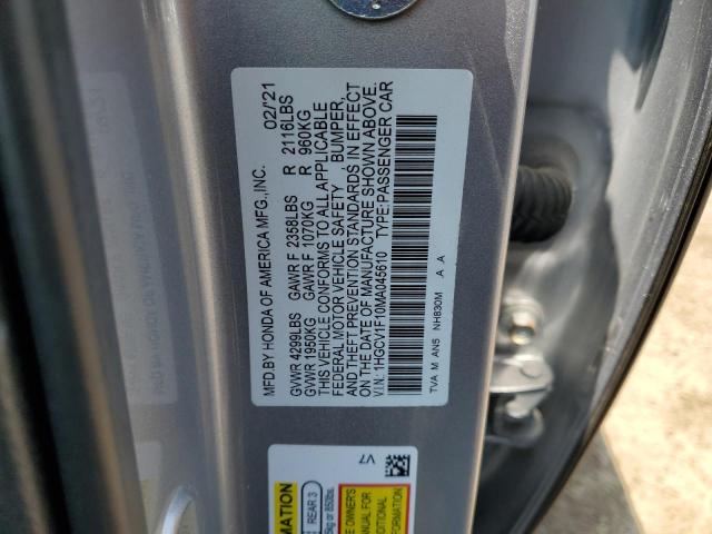 2021 HONDA ACCORD LX 1HGCV1F10MA045610