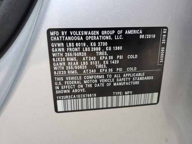 2019 VOLKSWAGEN ATLAS SE 1V2UR2CA1KC579619