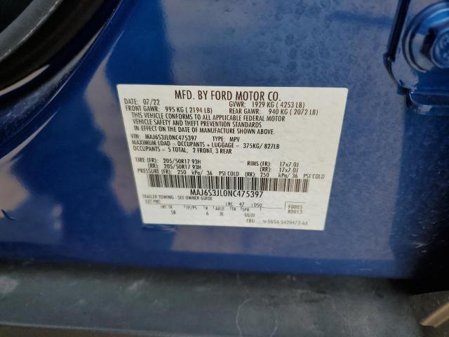 2022 FORD ECOSPORT S MAJ6S3JL0NC475397