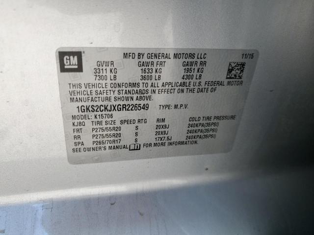 2016 GMC YUKON DENA - 1GKS2CKJXGR226549