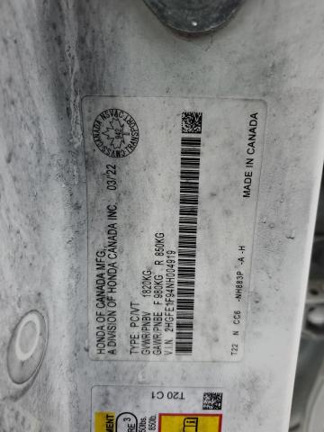 2022 HONDA CIVIC TOUR 2HGFE1F94NH004919