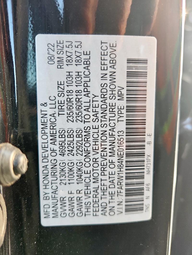 2022 HONDA CR-V EXL - 7FARW1H84NE016513
