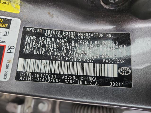 2017 TOYOTA CAMRY LE 4T1BF1FK2HU330227
