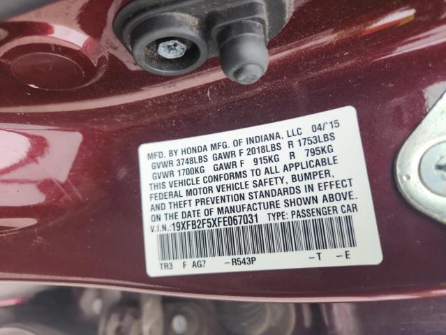 2015 HONDA CIVIC LX 19XFB2F5XFE067031