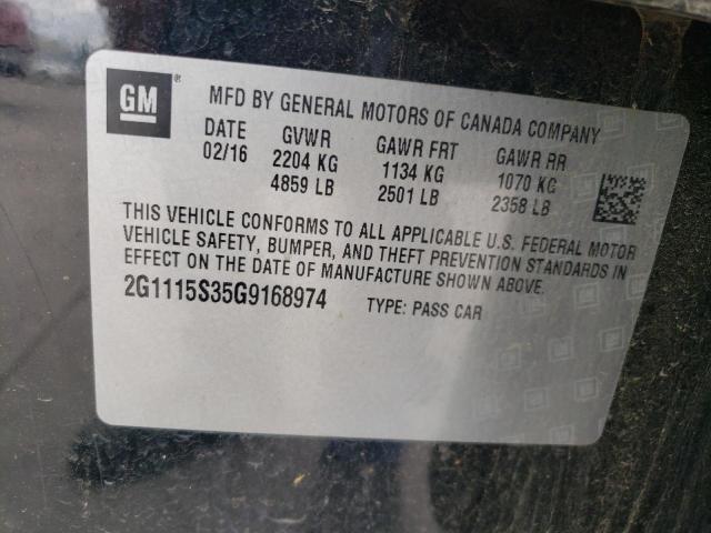 2016 CHEVROLET IMPALA LT 2G1115S35G9168974